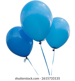 Blue balloons isolated on transparent background