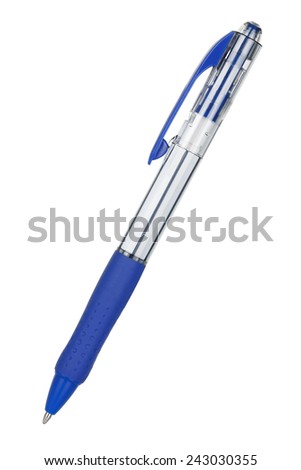 blue ballpoint pen isolated on white