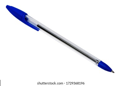 Blue ballpoint pen on white background - Shutterstock ID 1729368196