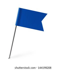 Blue Banner Flag Isolated On White Background.