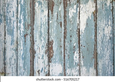 Blue Barn Wooden Wall Planking Horizontal Texture. Old Solid Wood Slats Rustic Shabby Isolated Background. Painted Peeled Grunge Weathered Isolated Hardwood Surface. Faded Natural Wood Board Panel.