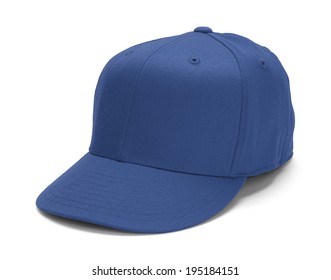 Blue Baseball Hat With Copy Space Isolated On White Background.