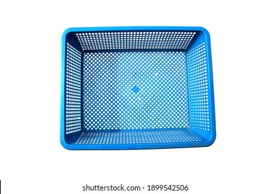 Blue Basket. Blue Plastic Basket. Isolated on white. Room for text. Baskets are used World Wide to hold various items. Plastic is used to make many baskets and containers. Room for text or images.