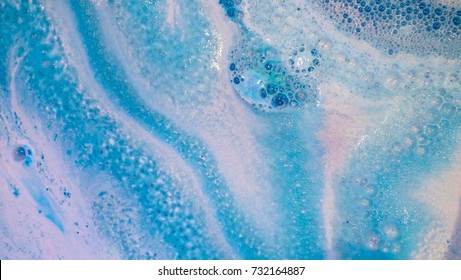 Blue bath bomb bubble bath background