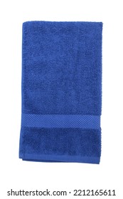 Blue Bath | Hand Towels Isolated. Close-Up Terrycloth. New Hotel Spa Cotton Soft Beautiful Design Bath Towels. Absorbent Terry Hand Towel Top View