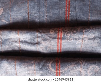 Blue batik sarong with leaf pattern 