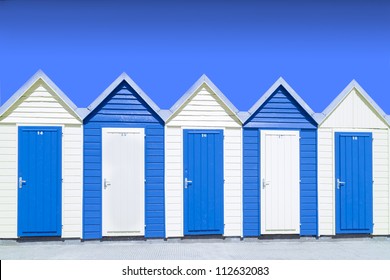 Blue Beach Hut Under Blue Sky