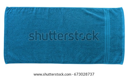 Blue beach towel isolated on white background