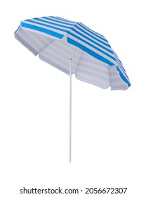 Blue Beach Umbrella Parasol Isolated On White Background