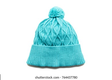 Blue Beanie Isolated On White