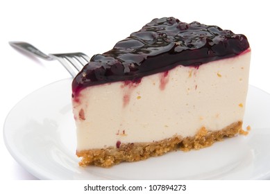 Blue Berry Cheese Cake On White Background