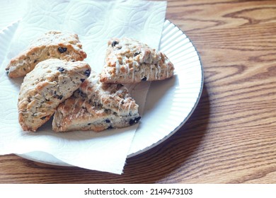 Blue Berry Scones Served In White Plates