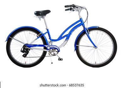 Blue Bicycle Isolated On White Background