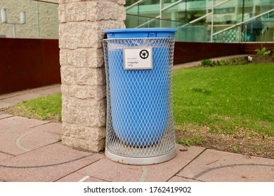 Blue Bin For Recycling On Edmonton Street