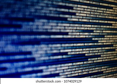 Blue binary code background. computer data transfer concept. Computer AI intelligence data internet connection concepts. Photo of computer screen displaying information bit - Powered by Shutterstock