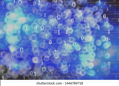 Blue binary code background. computer data transfer concept. Computer AI intelligence data internet connection concepts. Photo of computer screen displaying information bit