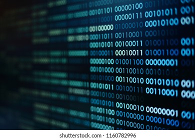 blue binary code. blocks of binary data. Blockchain concept. blue background with computer digital binary code bit number one and zero text.