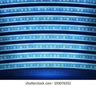 Blue Binary Digital Wall Background