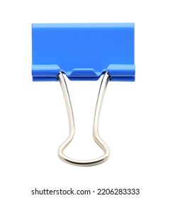 Blue Binder Clip Isolated On White Background