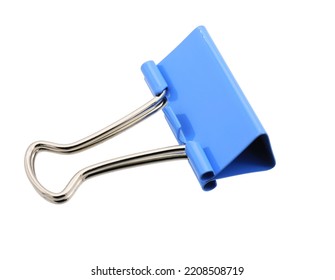 Blue Binder Clip Isolated On White Background