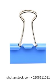 Blue Binder Clip Isolated On White Background