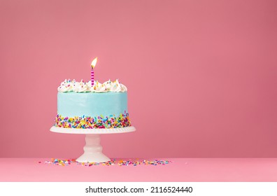 Pastel cumpleaños azul con