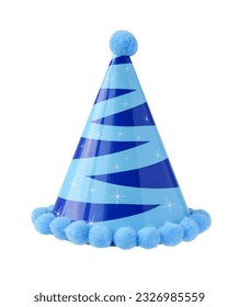 Blue birthday party hat isolated cutout on white background