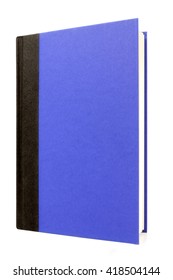 Blue Black Hardback Book Standing Upright Vertical  Isolated On White Background