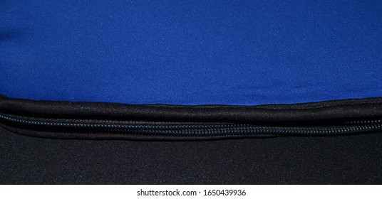 Blue And Black Neoprene Fabric With Zip