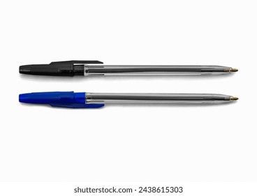 blue and black pen isolated on white background 