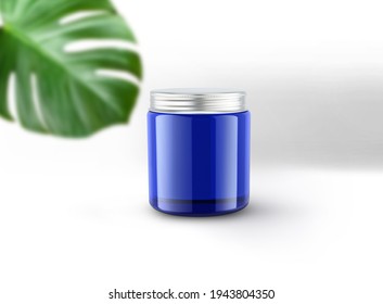 
Blue Blank Without Label Candle Glass Jar On Isolated Background