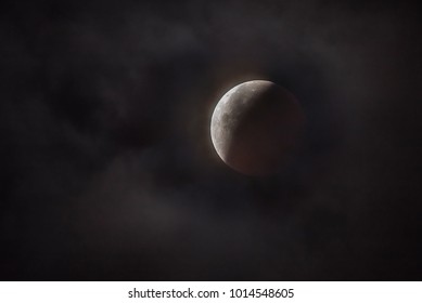 Blue Blood Supermoon Of January 31, 2018 - Partial Umbral Eclipse Phase - Taken From Oahu, Hawaiian Islands