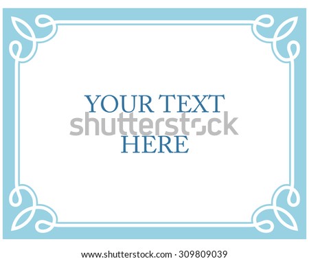 Blue border frame deco vector label simple line corner