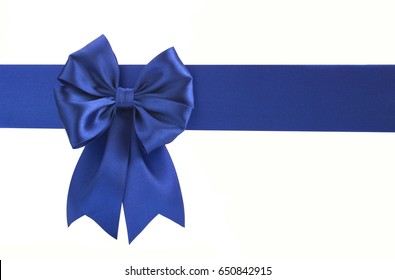 Blue Bow On A Blue Ribbon On A White Background