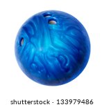 Blue bowling ball isolated on white