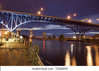 Blue Bridge In Cleveland, Ohio