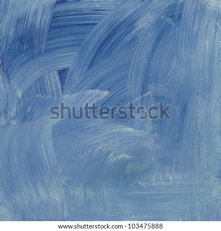 Blue brushstroke background.