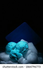 Blue Bubble Gum Ice Cream On Dry Ice