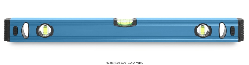 Blue bubble level isolated on white. Building measuring instrument