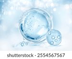 blue bubble and molecule background for cosmetics products