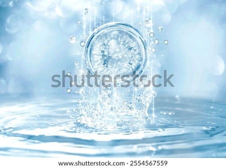 blue bubble and molecule background for cosmetics products