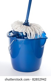 Blue Bucket With Cleaning Mop