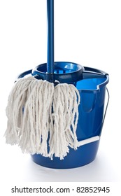 Blue Bucket With Cleaning Mop