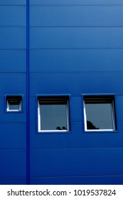 Blue building with windows 