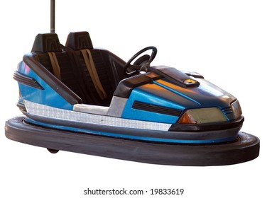 Blue Bumper Car isolated with clipping path