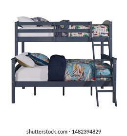 The Blue Bunk Bed Isolated On The White Background.