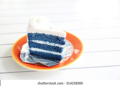 Blue Cake On Wood Background