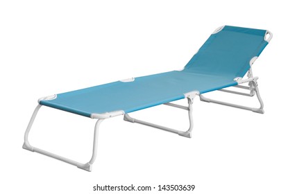 Blue Camp Cot Isolated On White