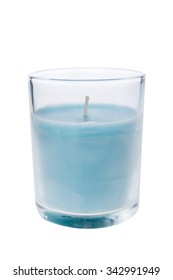 A Blue Candle Glass Isolated On White Background