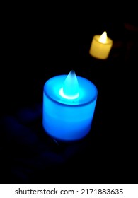 Blue Candle Shaped Neon Led Light At Night